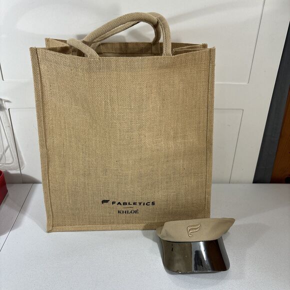 Fabletics X Khloé Promo Burlap Tote Bag & Visor NEW Rare! - Picture 1 of 8